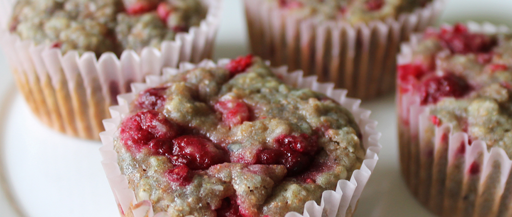 Three-Grain Raspberry Muffins